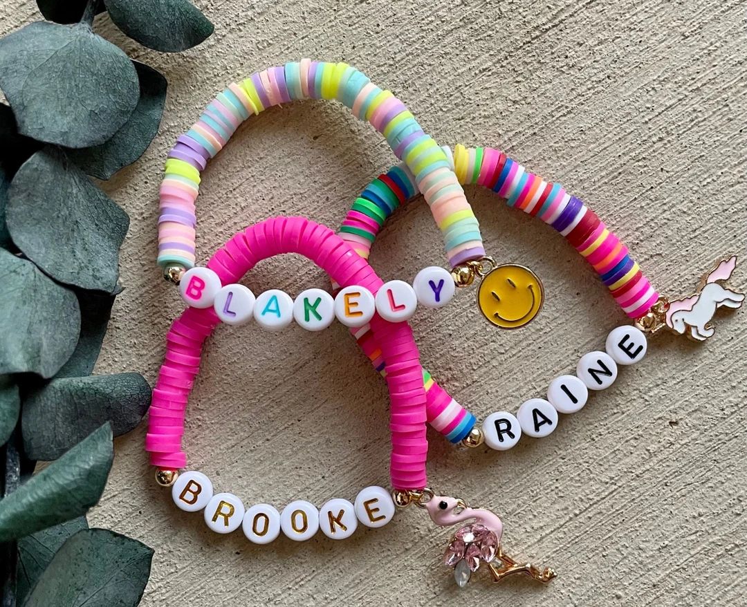 Kids Jewelry  Heishi Bead Braceket Personalized Name Bracelet - Etsy | Etsy (US)