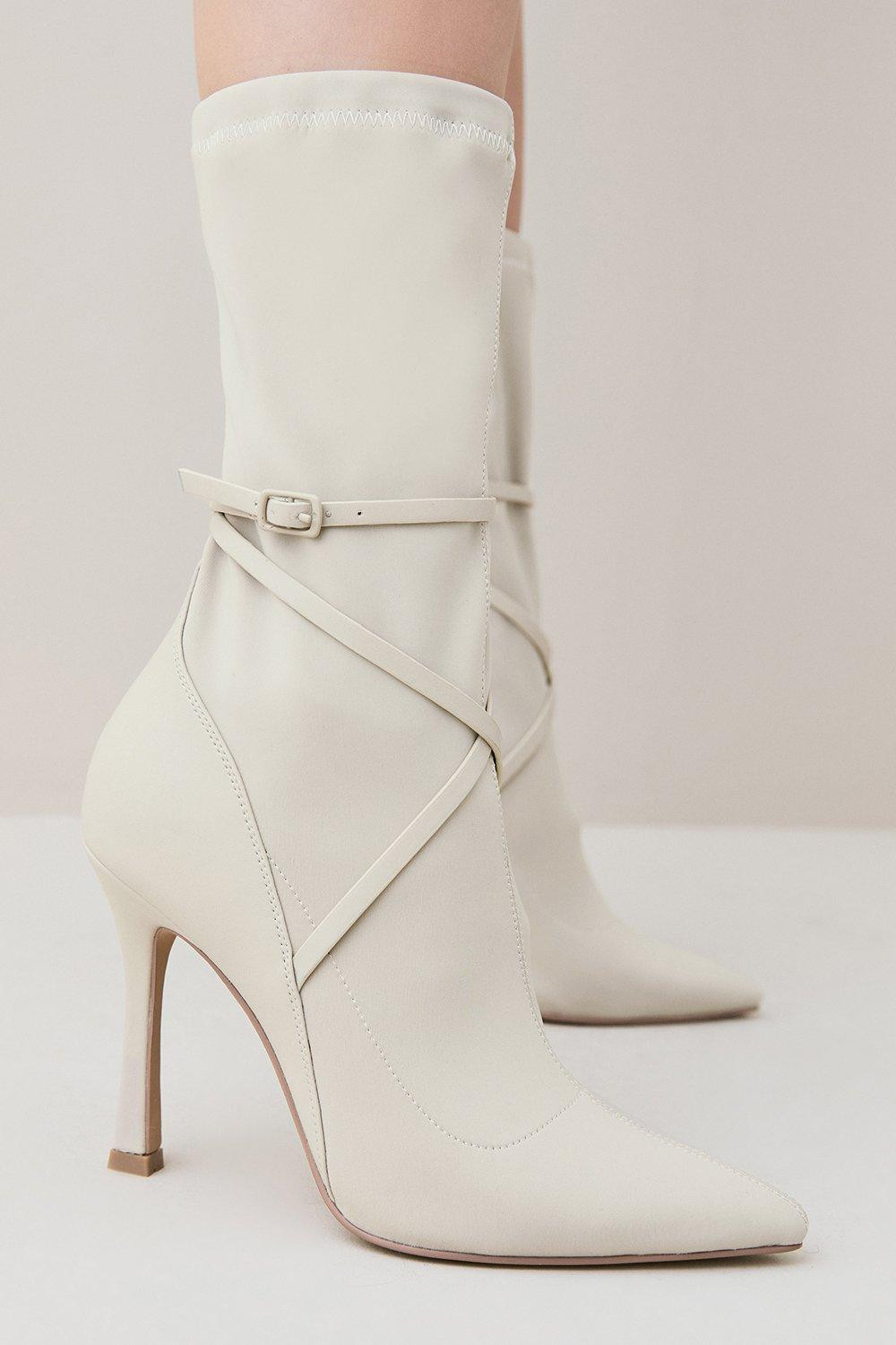 Neoprene Buckle Detail Sock Boot | Karen Millen UK + IE + DE + NL