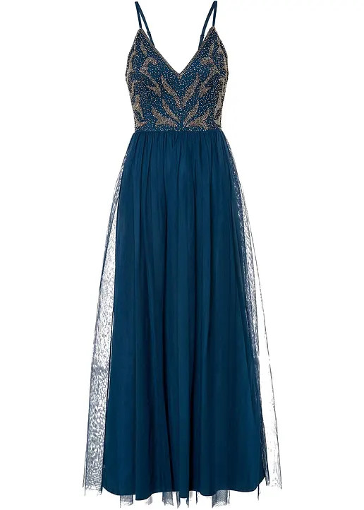Trägerkleid mit Perlenstickerei | Bonprix DE