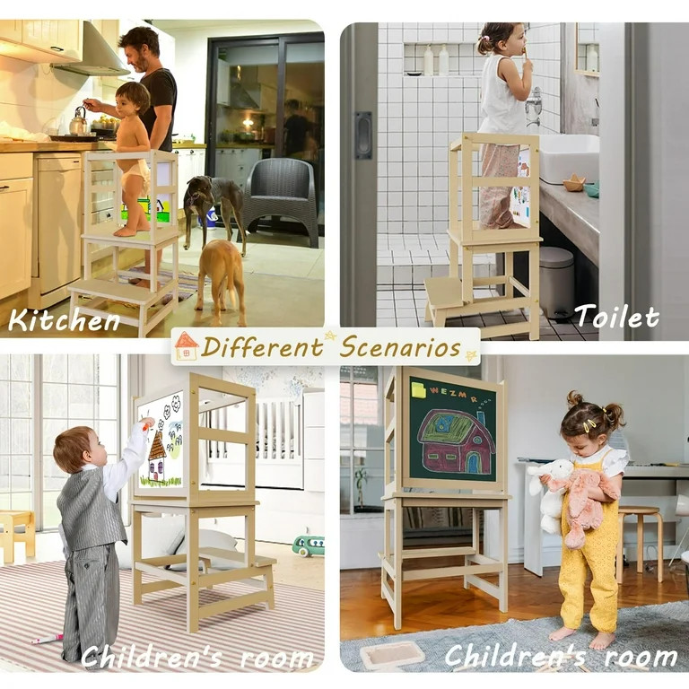 G TALECO GEAR Kitchen Toddler Step Stool Helper with Drawing Board, Learning Tower for Kids Stand... | Walmart (US)
