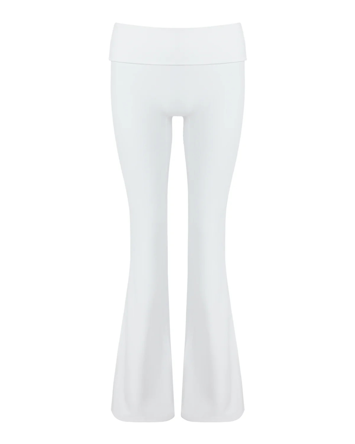 Form Invisible Scrunch Flare Fold Over Leggings | White | Crop Shop Boutique US