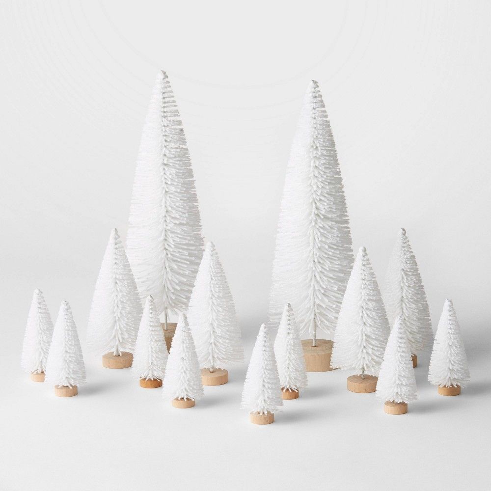 14pc Decorative Sisal Bottle Brush Tree Set White - Wondershop | Target