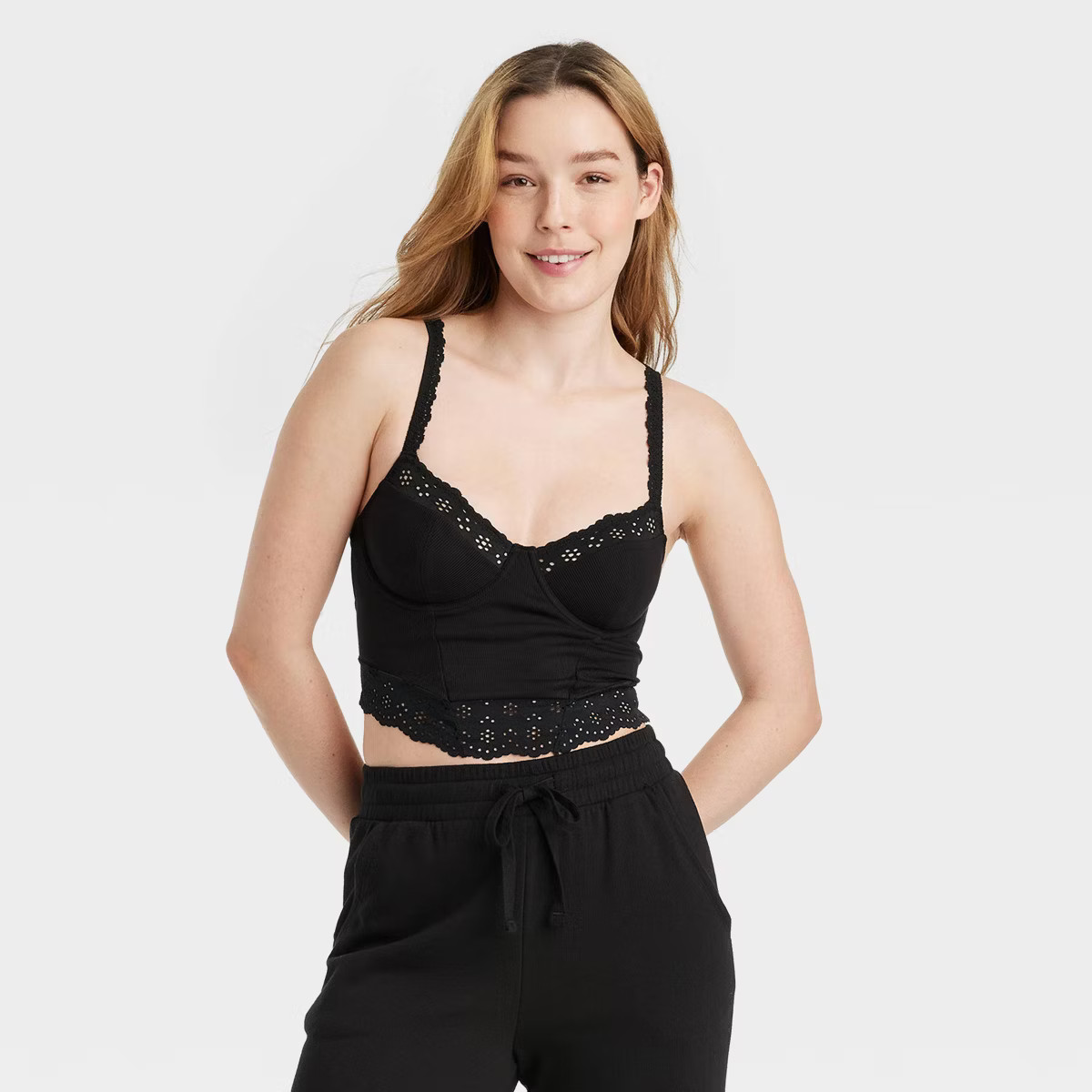 Women's Eyelet Corset - Colsie™ Off-White S | Target