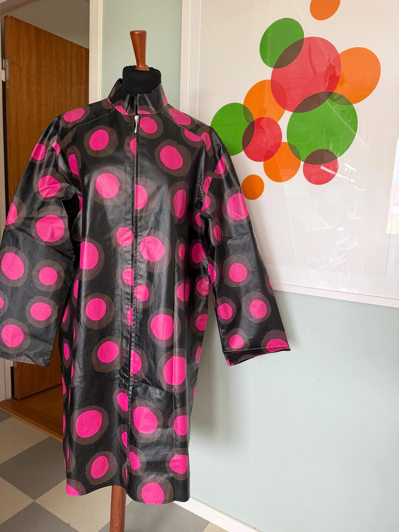 Vintage Marimekko Petrooli Raincoat | Annika Rimala 1963 Print | PVC Cotton | Size M | Finland | Etsy (Global)