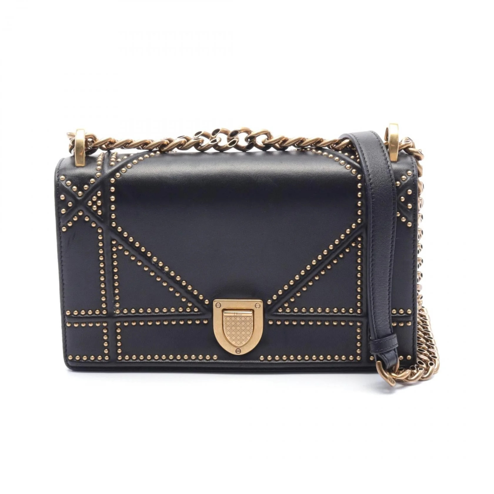 Dior Studded Diorama Flap Bag Leather Shoulder Bag | Shop Simon