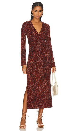 Shayla Wrap Midi Dress in Chocolate Combo | Revolve Clothing (Global)