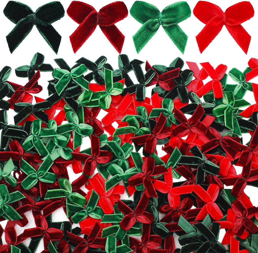 300 Pcs Mini Christmas Bow Christmas Velvet Bows for Crafts 1 Inch Ribbon Bowknot Ornament for Se... | Amazon (US)