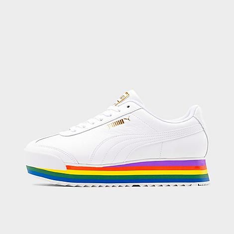 Puma Women's Roma Amor Rainbow Casual Shoes in White/ White Size 6.5 Leather | Finish Line (US)