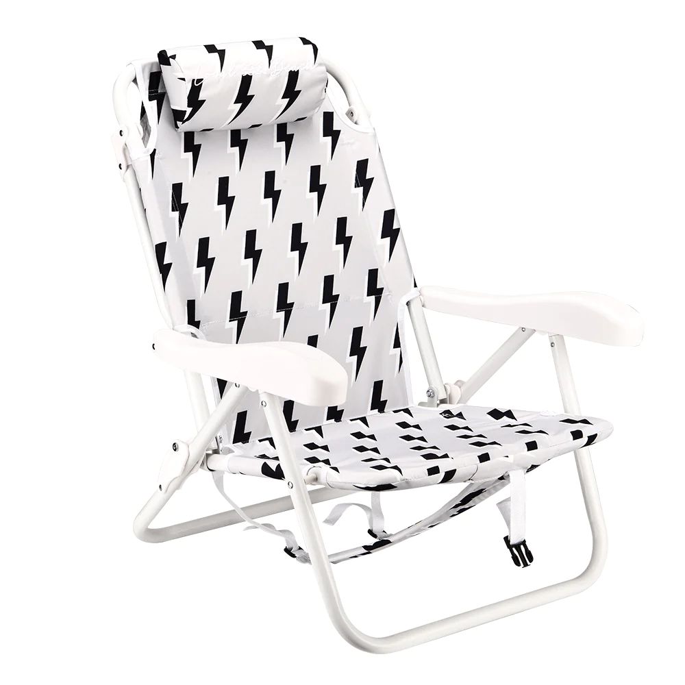 Lightning Bolt Backpack Beach Chair Gray/Black | Local Beach