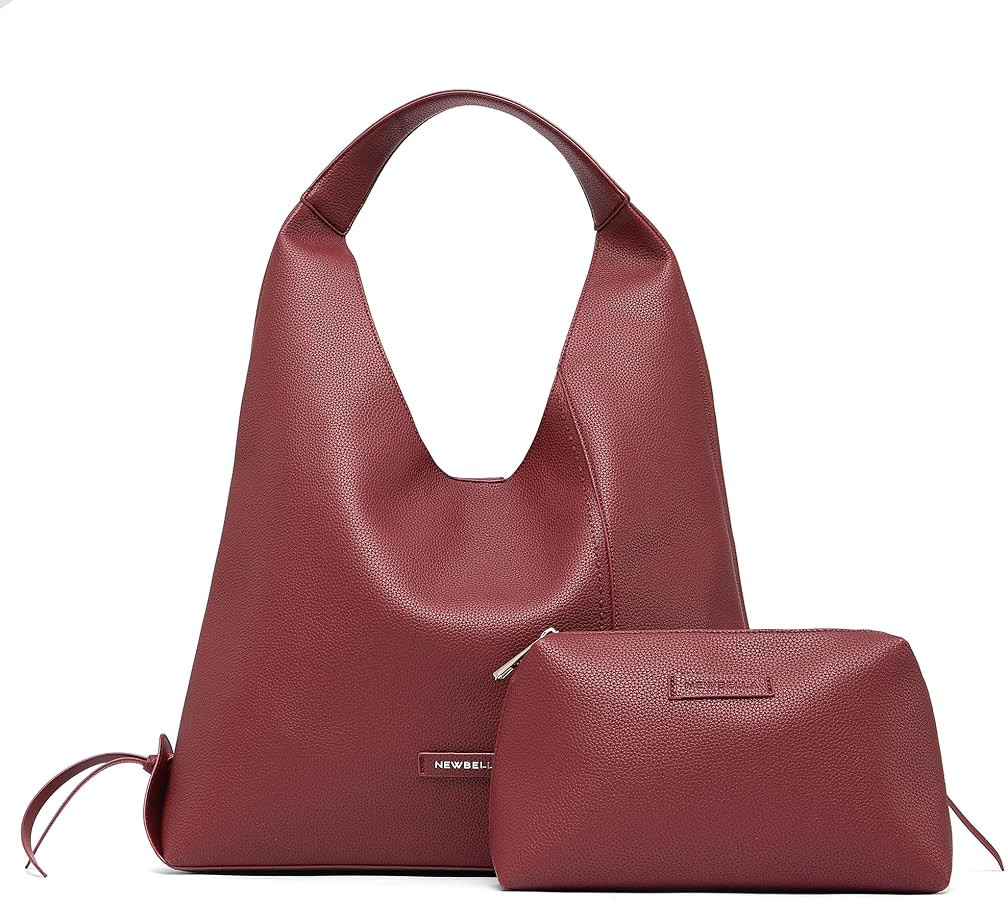 NEWBELLA Women's Vegan Leather Shoulder Bag - Spacious Tote Purse with Wallet, Minimalist Hobo Ba... | Amazon (US)