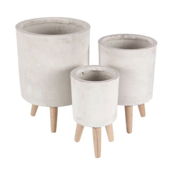 Set of 3 Planters with Wooden Legs - Olivia & May | Target