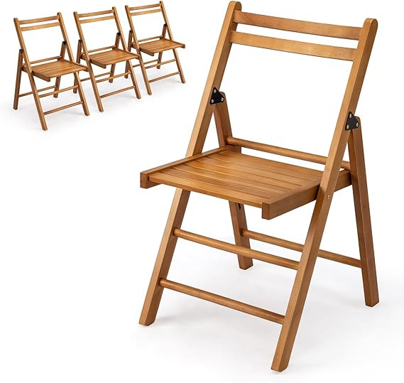 VINGLI Wood Folding Chairs with Comfortable Curved Backs, Portable and Durable Wooden Folding Cha... | Amazon (US)