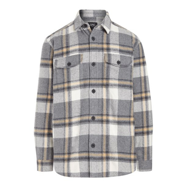 Epic Men's & Big Men's Heavyweight Plaid Flannel Shacket, Sizes XS-3XL, Mens Shirt Jackets - Walm... | Walmart (US)