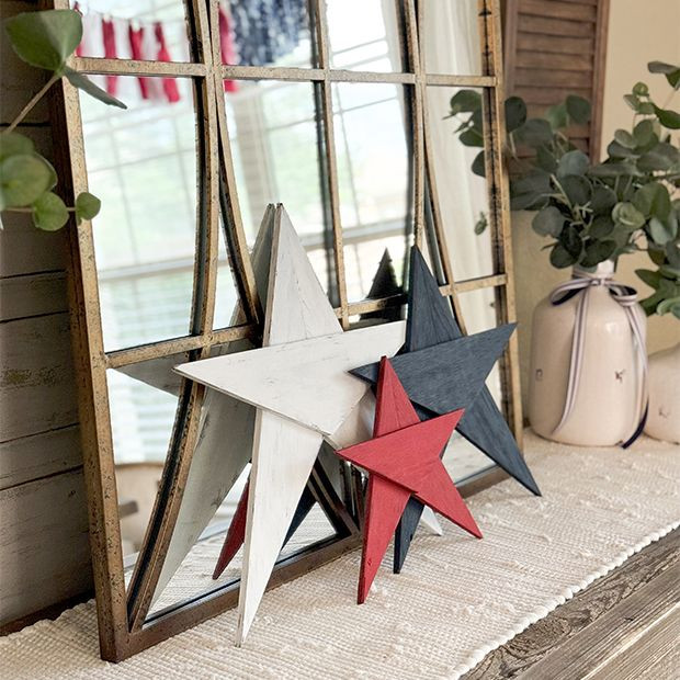 Rustic Wood Patriotic Star Set of 3 | Antique Farm House