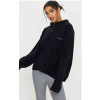 PRETTYLITTLETHING Black Half Zip Hooded Fleece | PrettyLittleThing UK