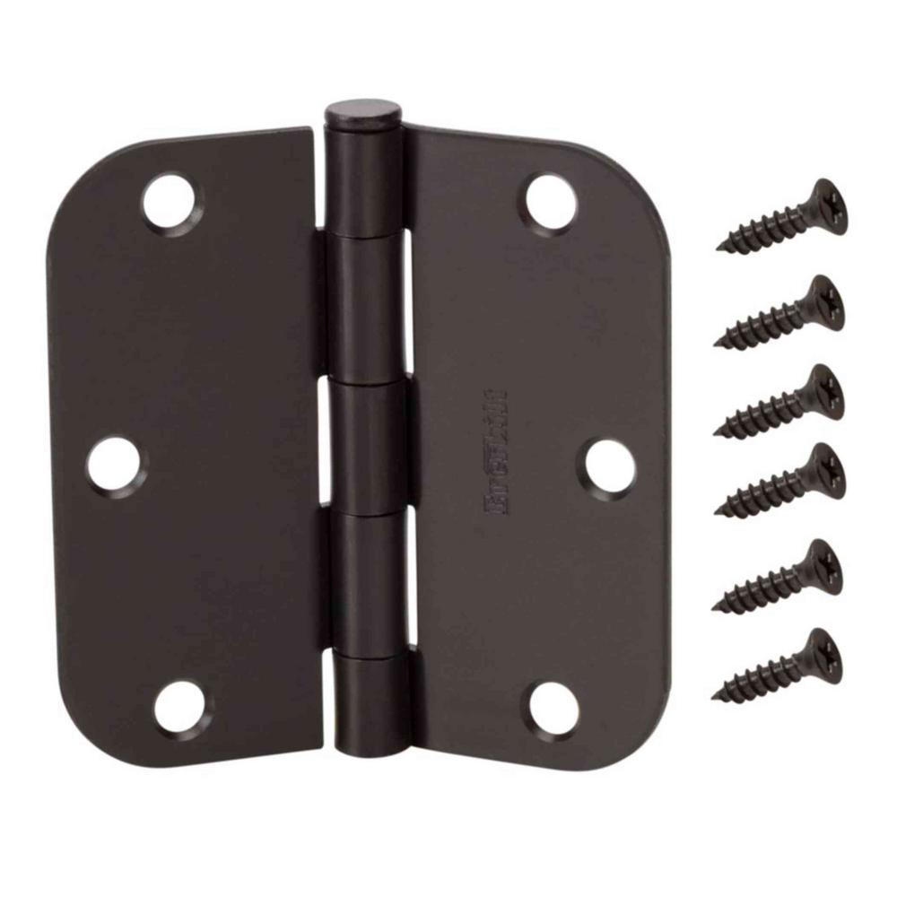 Everbilt 3-1/2 in. and 5/8 in. Radius Matte Black Smooth Action Hinge (3-Pack)-20746 - The Home D... | The Home Depot