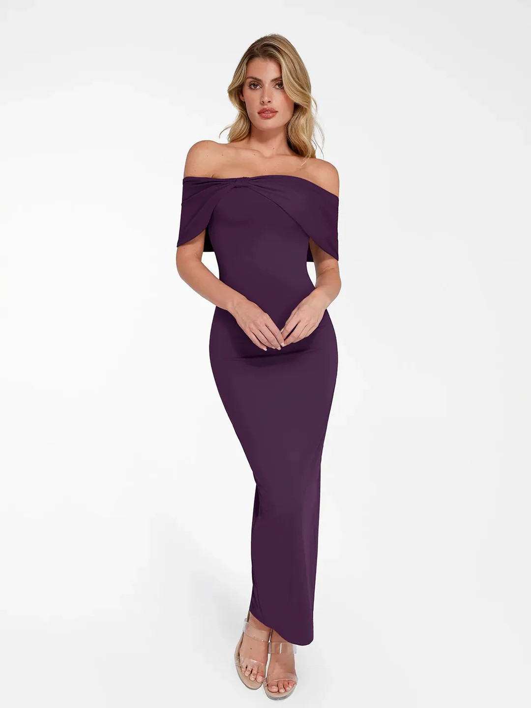 Shapewear Off-the-Shoulder Slim Column Maxi Dress | Popilush