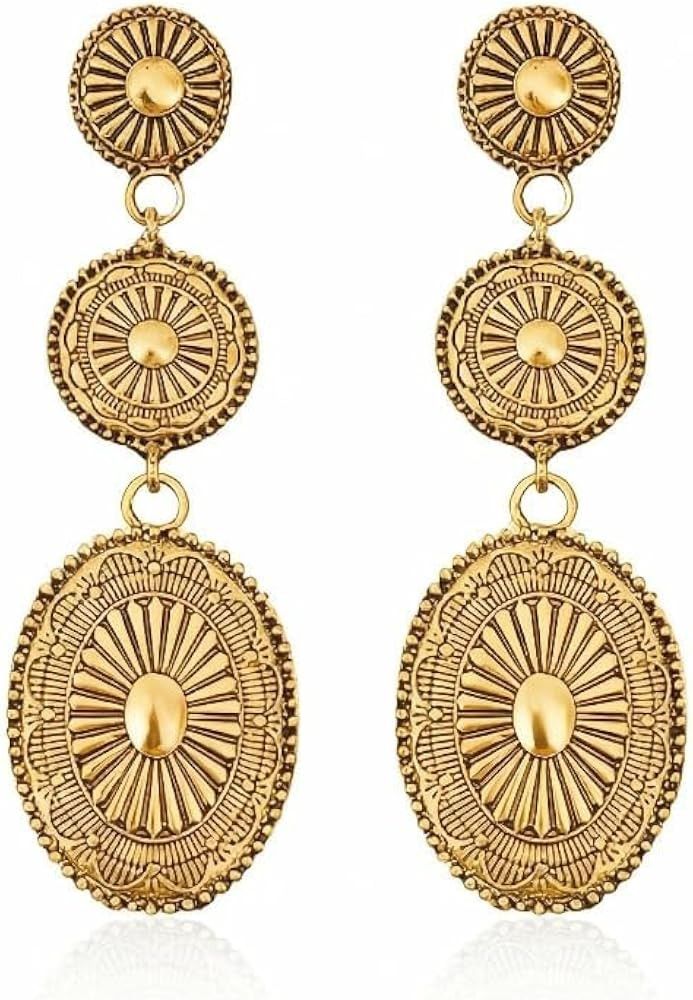 Western Earrings for Women Vintage Concho Earrings Oval Turquoise Jewelry Country Concert Outfits... | Amazon (US)