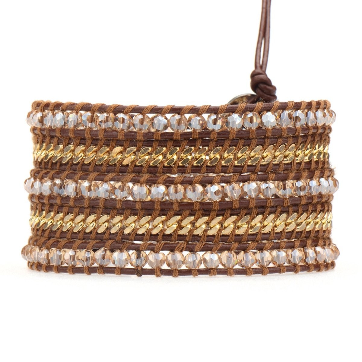 Beige with Gold Chain on Brown | Victoria Emerson