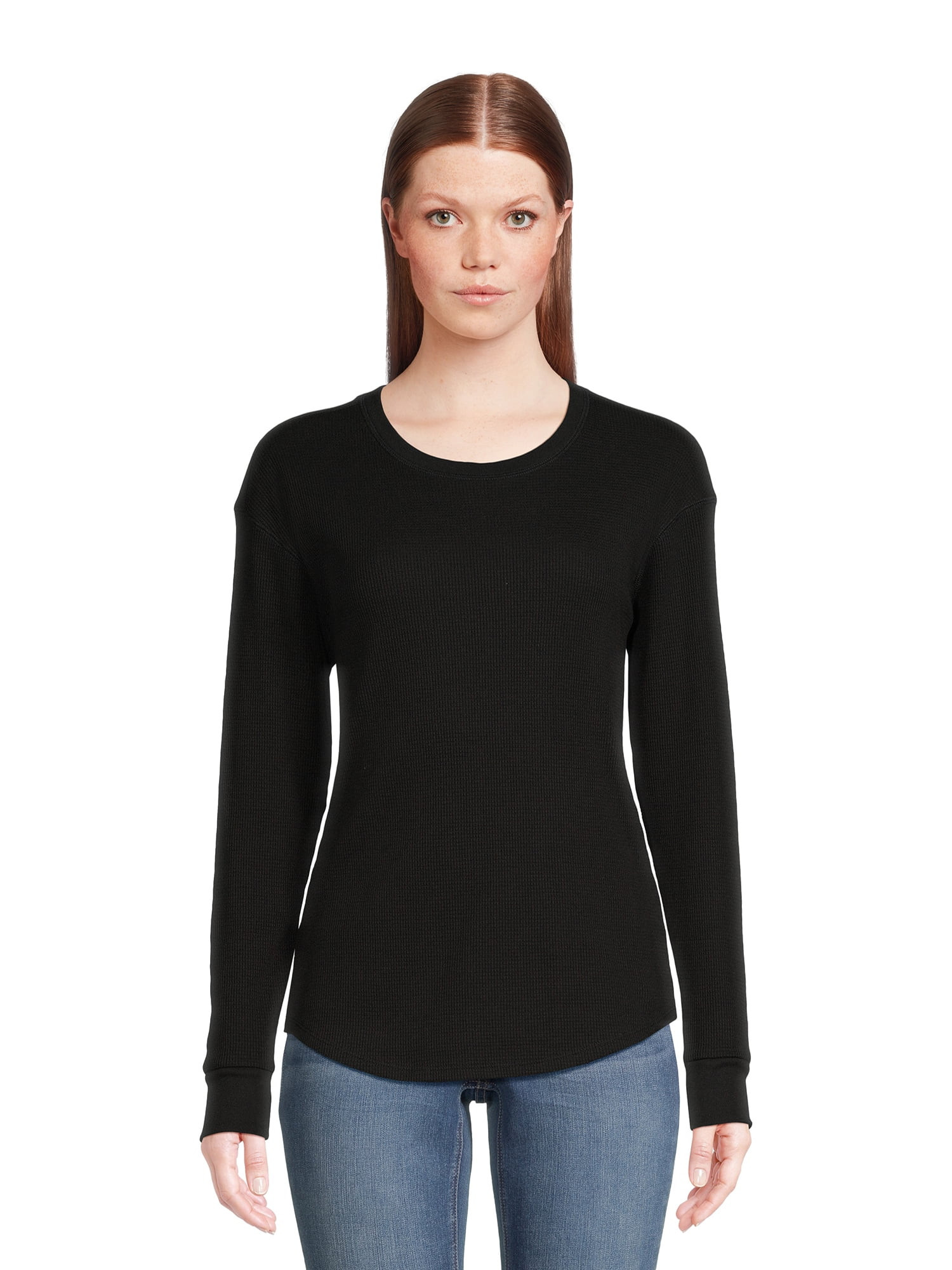 Time and Tru Women's Thermal Top with Long Sleeves, Sizes S-3XL | Walmart (US)