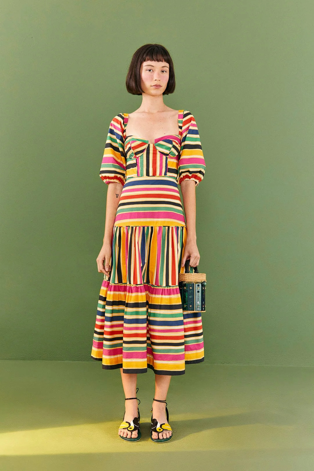 Rainbow Stripes Midi Dress | FarmRio (US)
