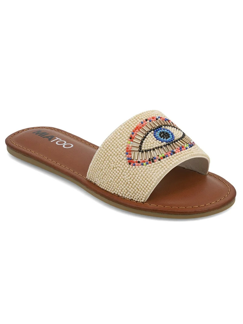 MIA TOO Women's Kara Beaded Eye Slide Sandal - Walmart.com | Walmart (US)