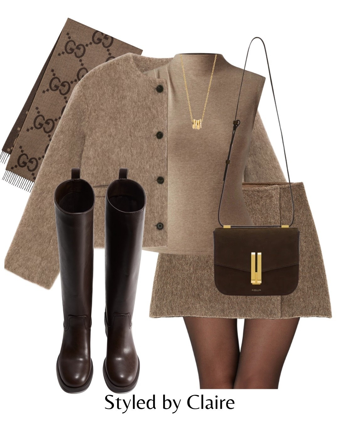 Brushed wool blend co-ord 🍪
Tags: arket H&M jacket dark beige mini skirt turtleneck knit sleeveless massimo dutti demellier London suede shoulder bag knee high faux leather boots chocolate brown Gucci cashmere scarf calzedonia mocha tights fashion autumn transitional city break outfit ideas chic women’s style statement look date night Parisian 

#LTKstyletip #LTKautumn #LTKshoes