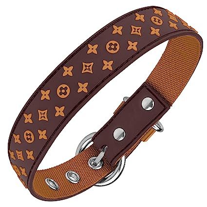 Designer Dog Collar for XSmall, Small, Medium and Large Breeds, in Black, Brown, Pink, Blue, Red ... | Amazon (US)