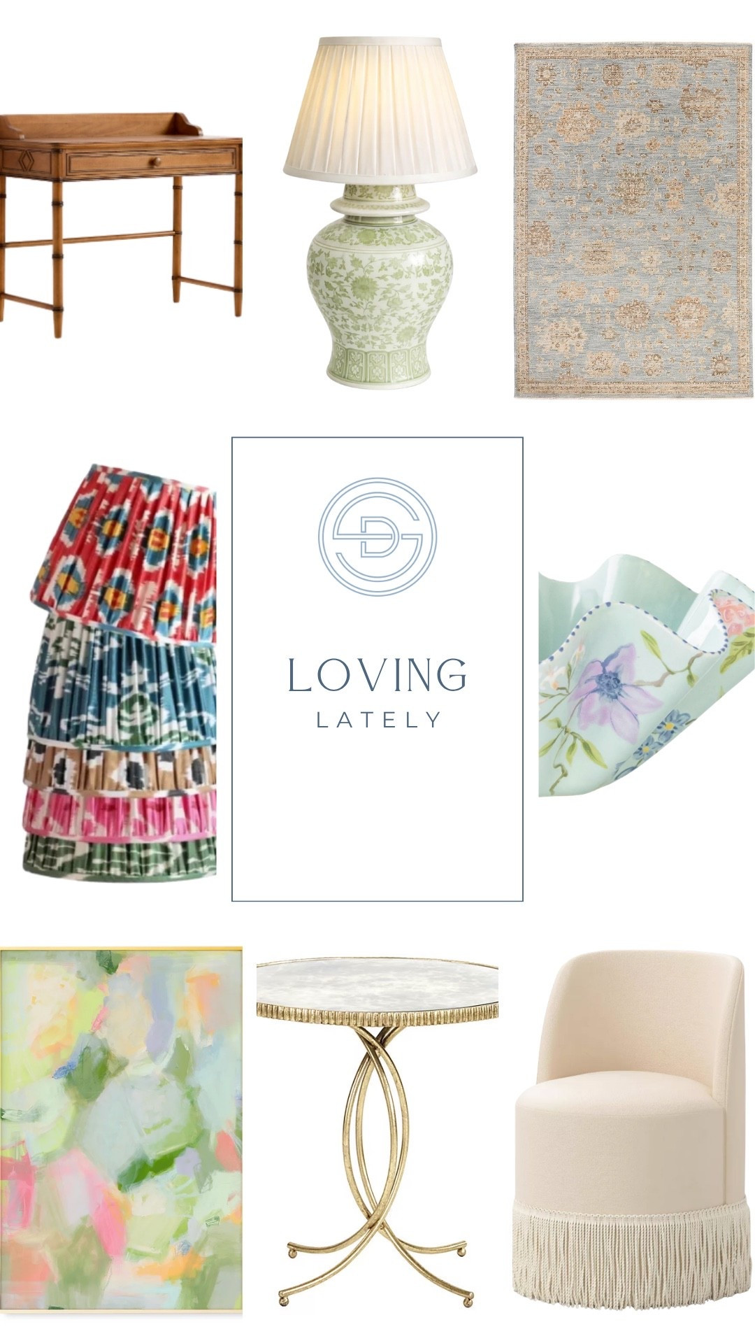 Loving these classic and colorful Grandmillennial home decor finds! 

Kids desk, blue accent lamp, blue oushak rug, gift ideas, colorful lampshade, colorful abstract art, gold accent table, fringe accent chair, tj maxx home decor, target home decor, grandmillennial home decor

#LTKHome #LTKSaleAlert