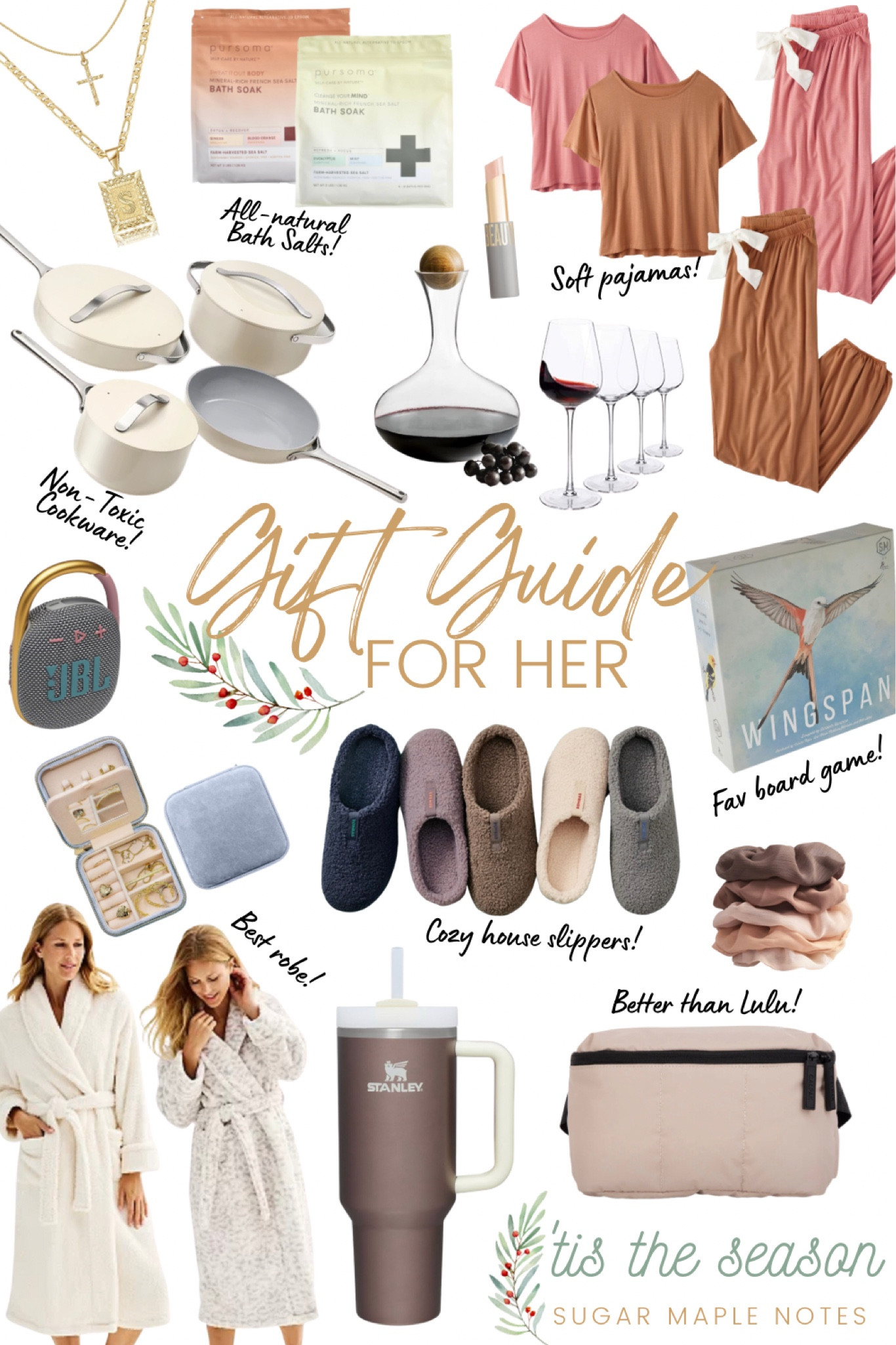 Christmas Gift Guide for her! Non-toxic cookware, cozy robes, slippers, pajamas, board games, travel speaker, jewelry box, monogram gold necklace, calpack belt bag, non-toxic lipstick and more! 

Gift guide for moms - gift guide for women 

#LTKGiftGuide #LTKHoliday #LTKSeasonal