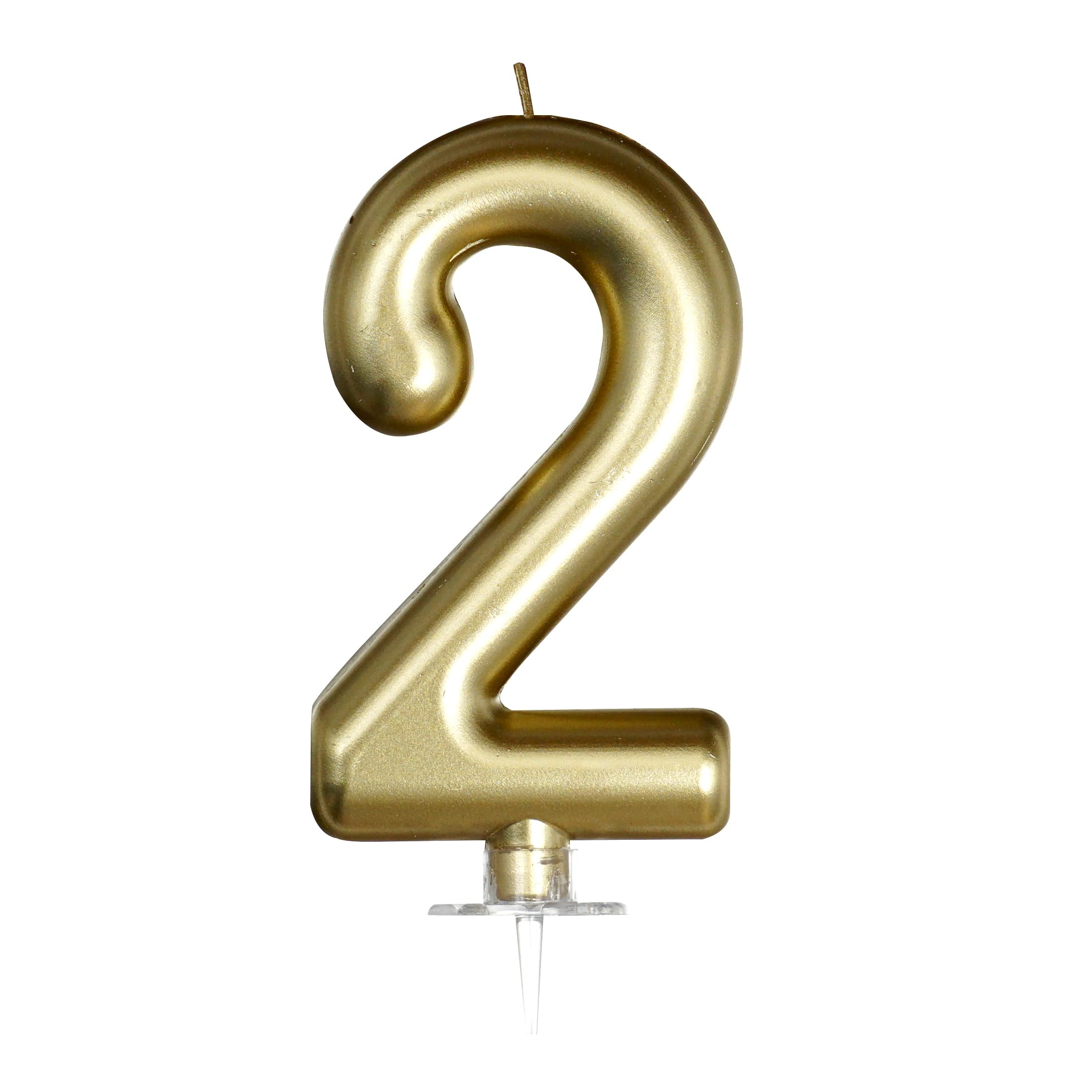 Gold Birthday Number 2 Candle, 5.75 Inch, Gold Birthday Decorations, Candles for Cake Topper, Par... | Amazon (US)