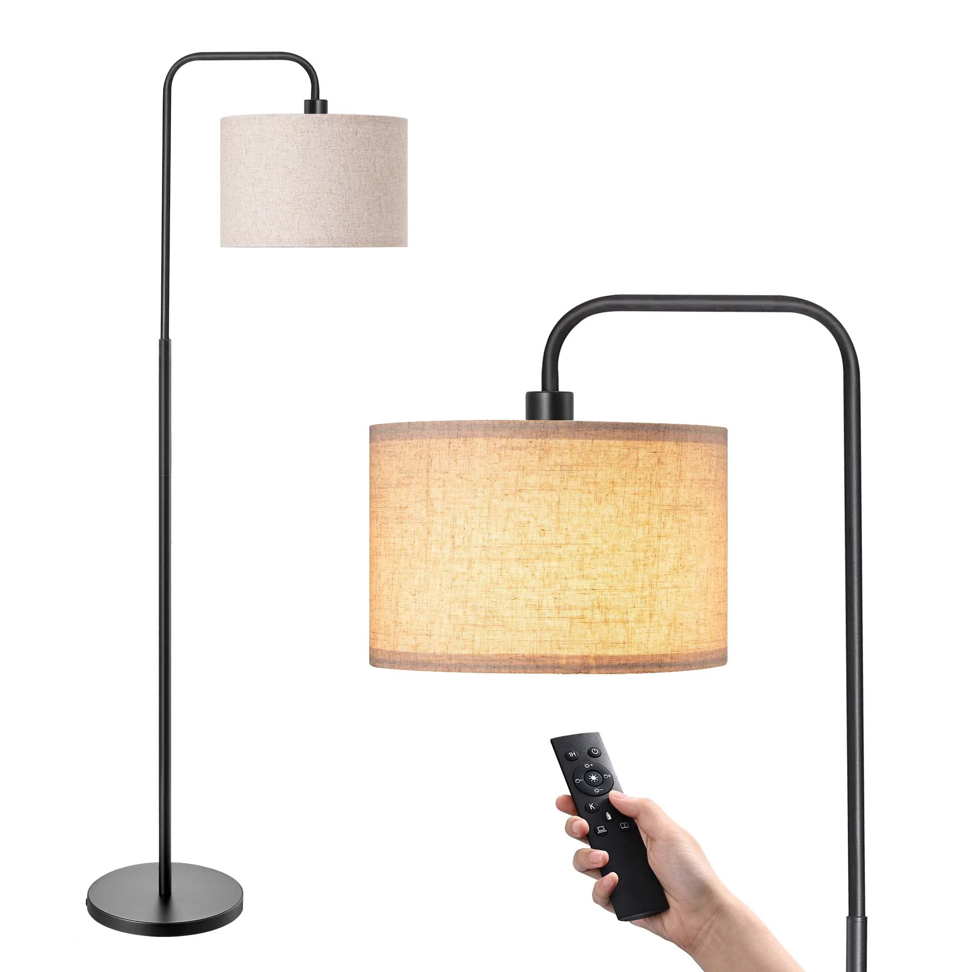 EDISHINE Modern Arc Floor Lamp with Remote Control for Living Room , 5CCT, Metal Dimmable Pole La... | Walmart (US)