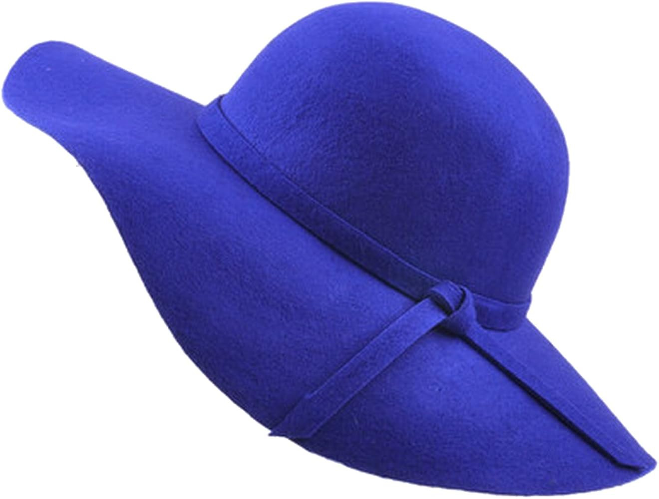 Urban CoCo Women's Foldable Wide Brim Felt Bowler Fedora Floopy Wool Hat | Amazon (US)