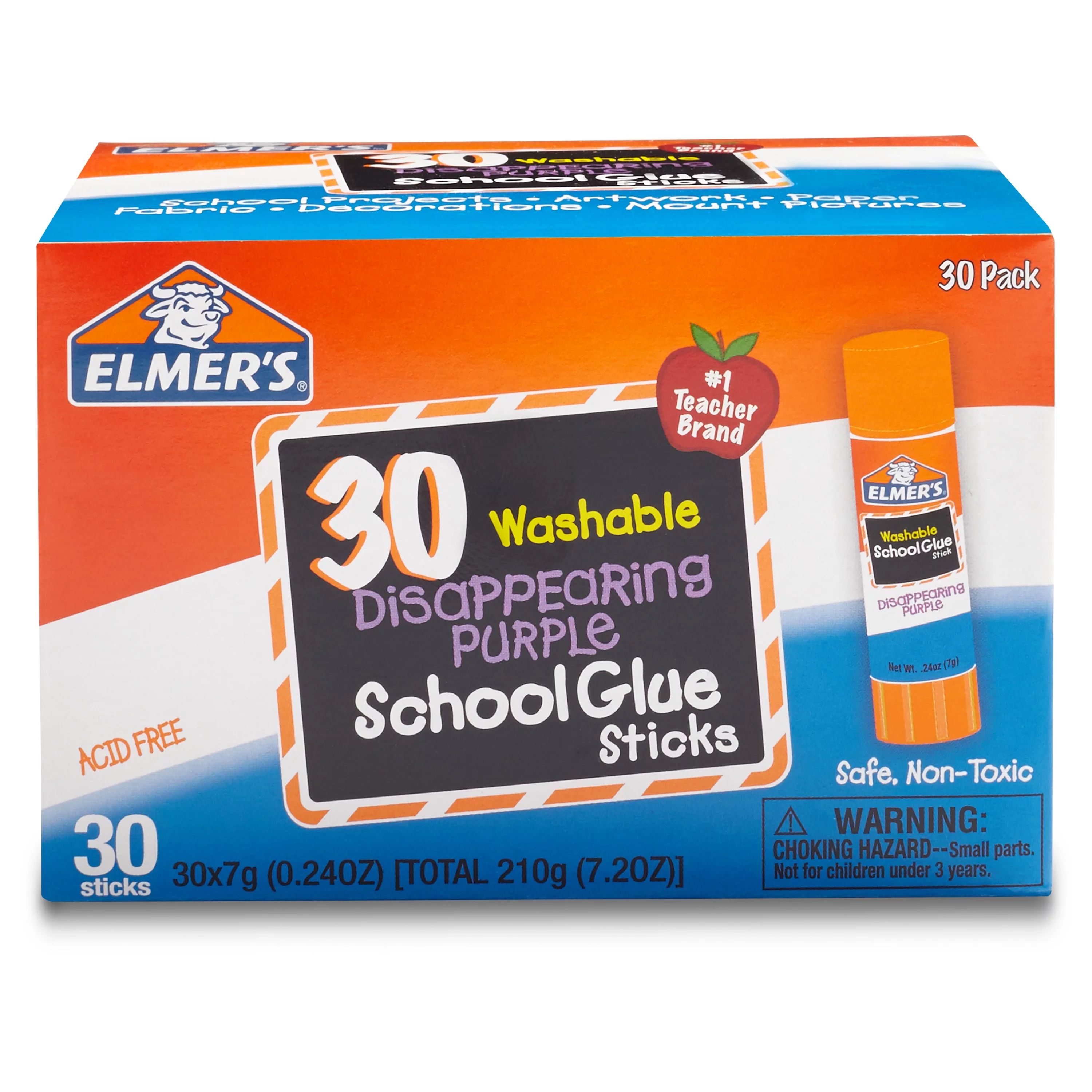 Elmer's Disappearing Purple School Glue Sticks, Washable, 7 Gram, 30 Count - Walmart.com | Walmart (US)