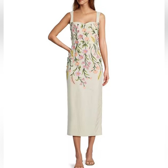 NWT Antonio Melani Halo Linen Blend Floral Embroidered Sleeveless Midi Dress | Poshmark