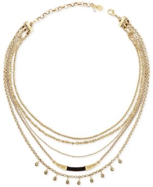 Lucky Brand Gold-Tone & Black Leather Multi-Layer Choker Necklace, a Macy's Exclusive Style | Macys (US)