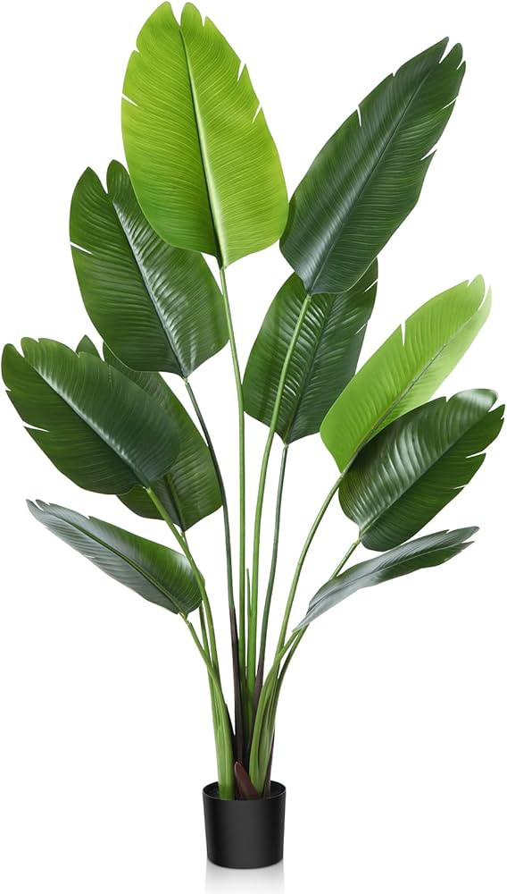 CROSOFMI Artificial Bird of Paradise Plant 5 Feet Fake Tropical Palm Tree with 10 Leaves,Perfect ... | Amazon (US)