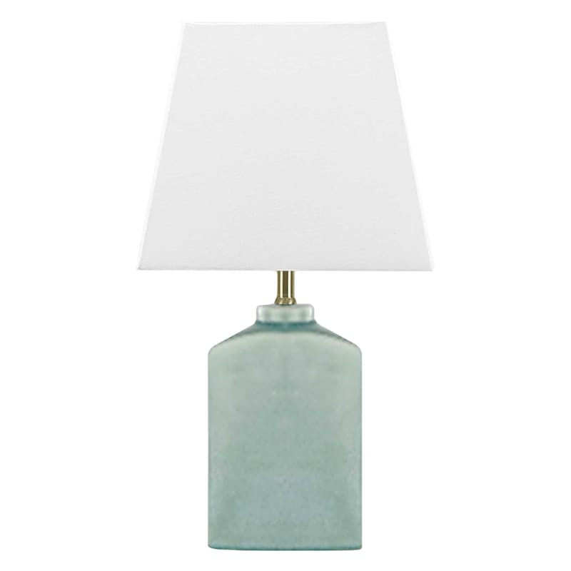 Green Ceramic Square Lamp with Square Shade, 15" | At Home