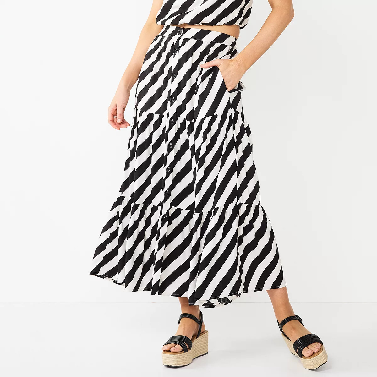 Women's Nine West Button-Front Tiered Skirt | Kohl's