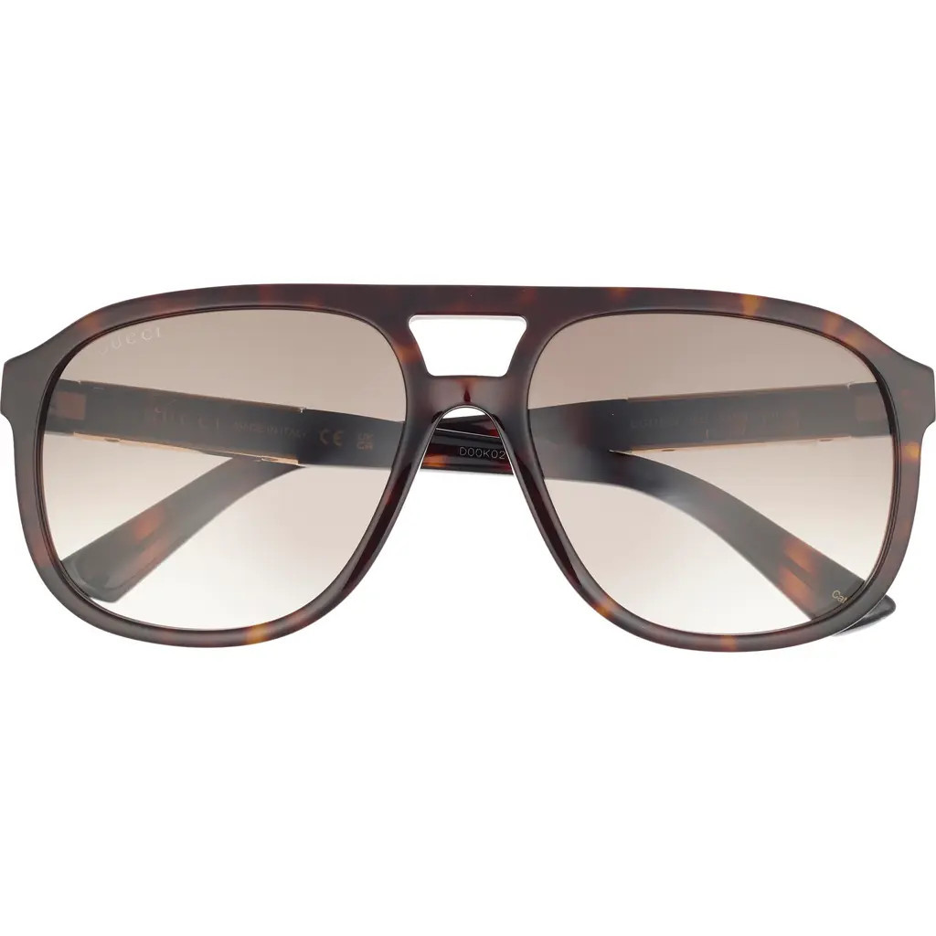 Gucci 58mm Aviator Sunglasses in Havana/Havana Brown at Nordstrom Rack | Nordstrom Rack