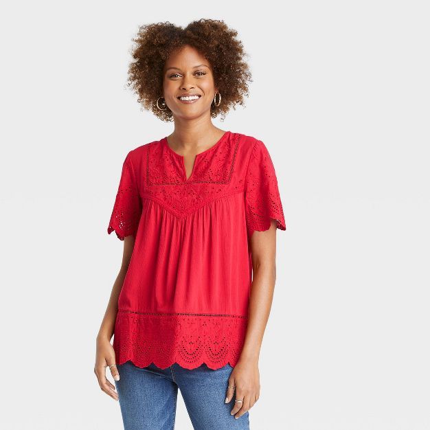 Women's Short Sleeve Eyelet Shirt - Knox Rose™ | Target