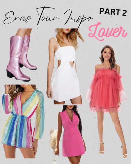 Outfit inspiration for Taylor Swift’s Eras tour! These looks are in line with her Lover era, so romantic pink pieces including hearts, sequins, rainbow, suits. 

#LTKSeasonal #LTKFestival #LTKunder100