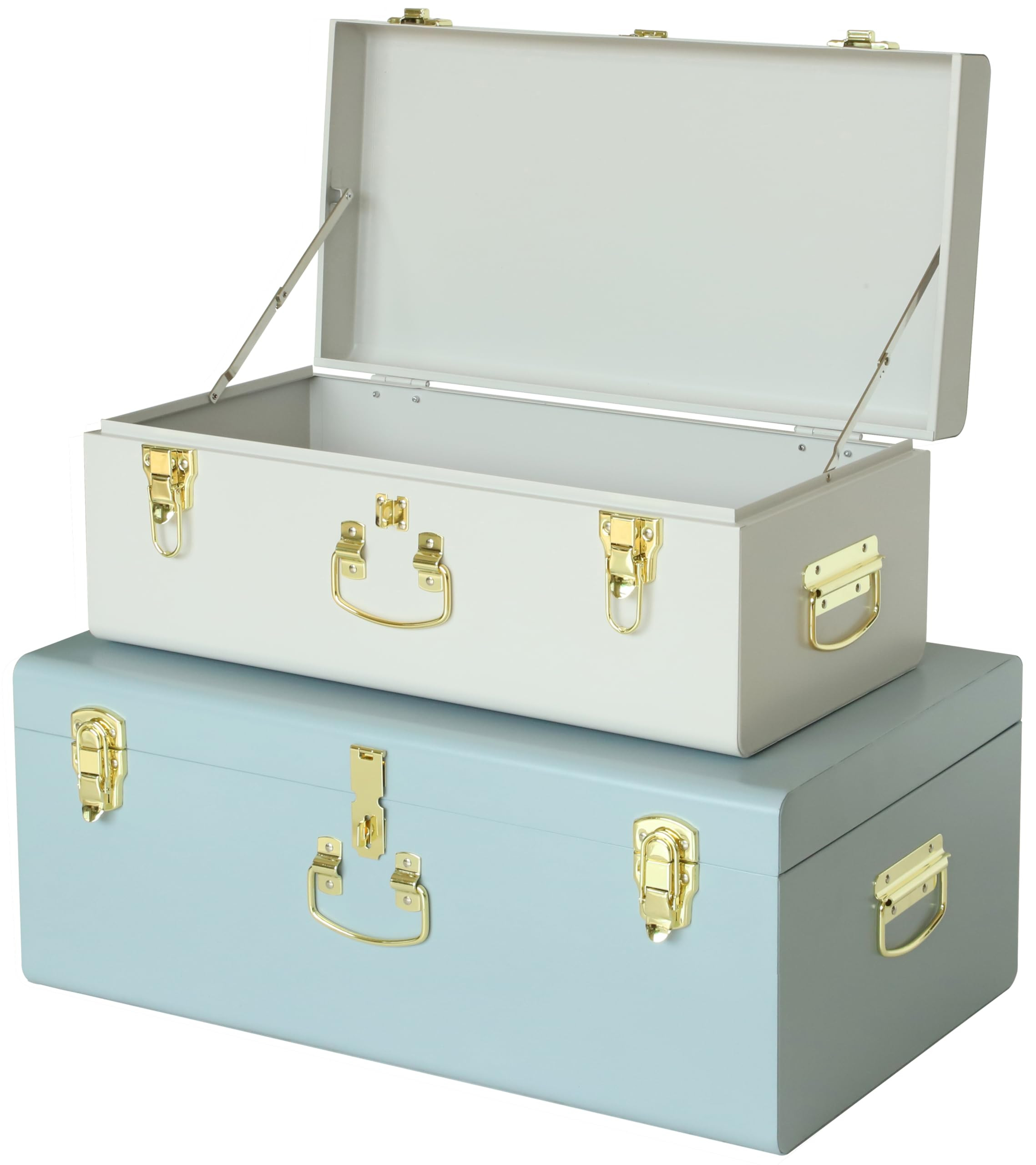 Vixdonos Decorative Large Metal Box Storage Trunk Chest Set of 2 College Dorm Organizer with Hard... | Amazon (US)
