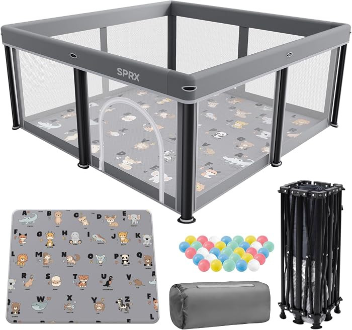 Foldable Baby Playpen with Mat,50"×50" Collapsible Playard for Babies and Toddlers,Indoor&Outdoo... | Amazon (US)