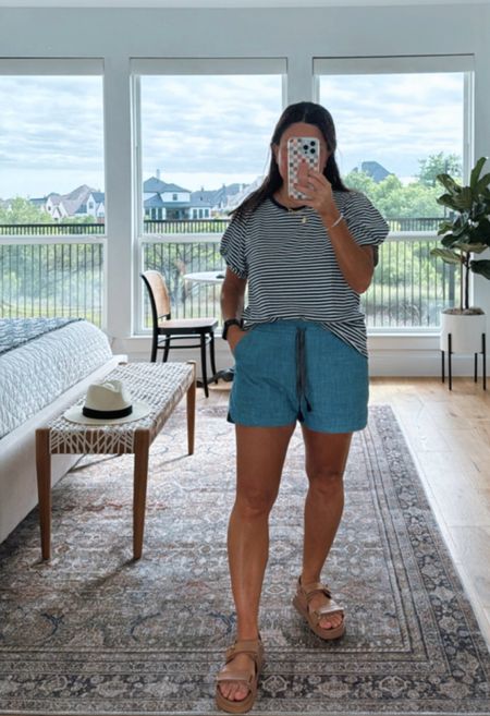 Love these linen shorts with stripe shirt
And sandals are comfortable. Great look for less. 

Steve Madden dupe sandal / denim short / spring outfit / summer outfit / layered necklace / j crew / checkered phone case / bracelet/ affordable jewelry/ 

#LTKGiftGuide #LTKOver40 #LTKSeasonal