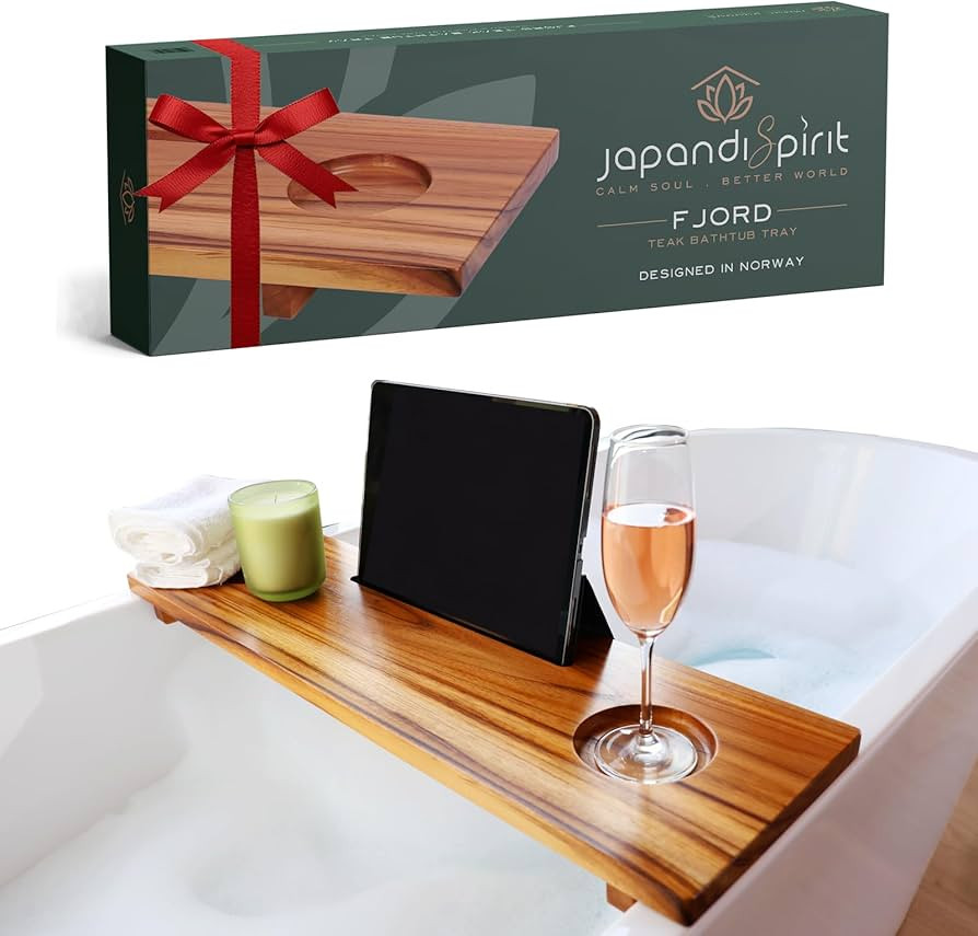 Fjord | Superior Teak Bathtub Tray Wood 29" for Small Tubs | Adjustable Wooden Bathtub Caddy | Su... | Amazon (US)