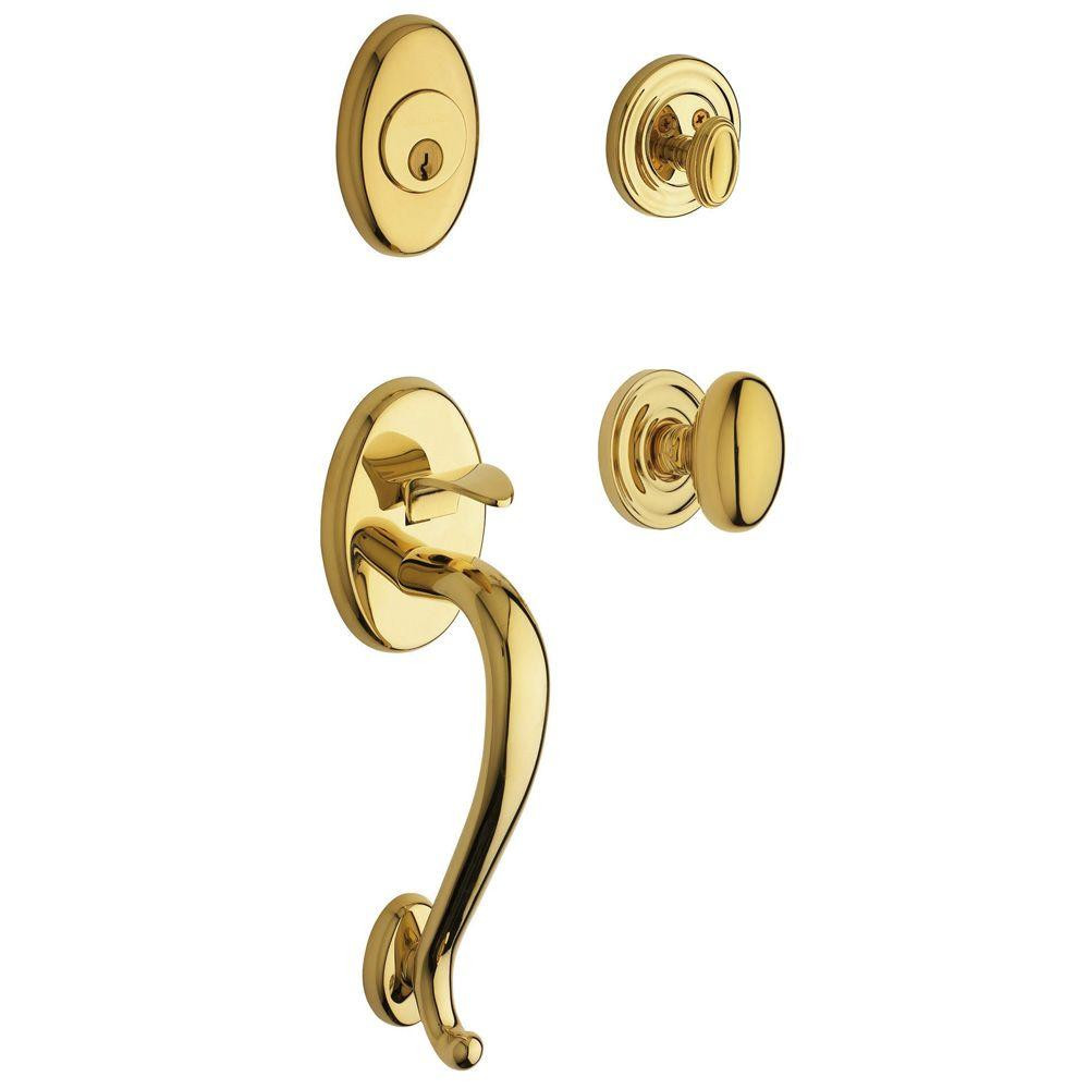Estate Collection Logan Single Cylinder Polished Brass Handleset with Knob | Home Depot