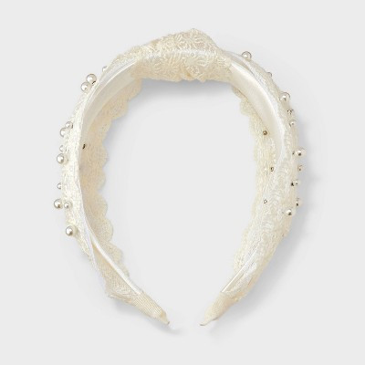 Top Knot Sheer Lace Headband - A New Day™ Ivory | Target