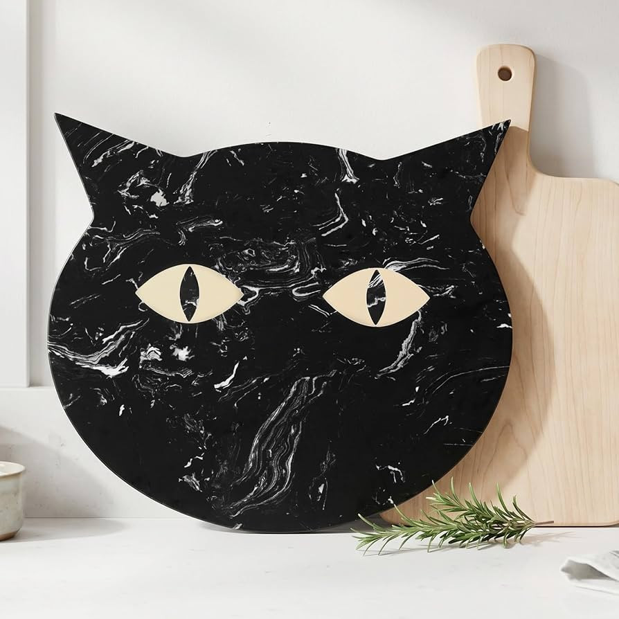 Reallnaive Halloween Black Cat Marble Cheese Board, 11 x 9.8 Inch Black Marble Charcuterie Board ... | Amazon (US)