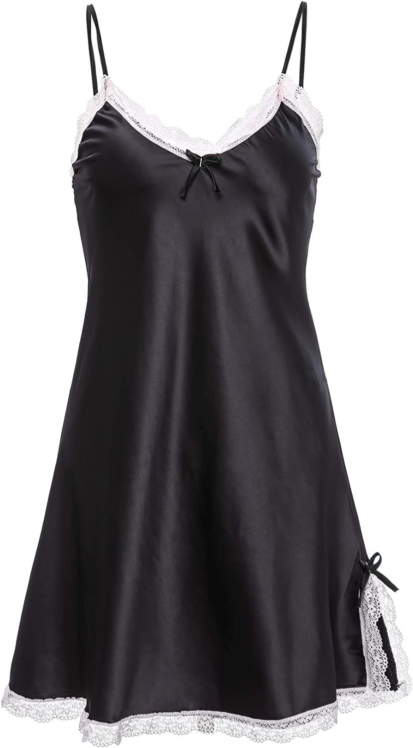 GRAN ORIENTE Women's Sleepwear Nightgown Lace Chemise Soft Full Slip Dress Sexy V Neck Lingerie Slee | Amazon (US)